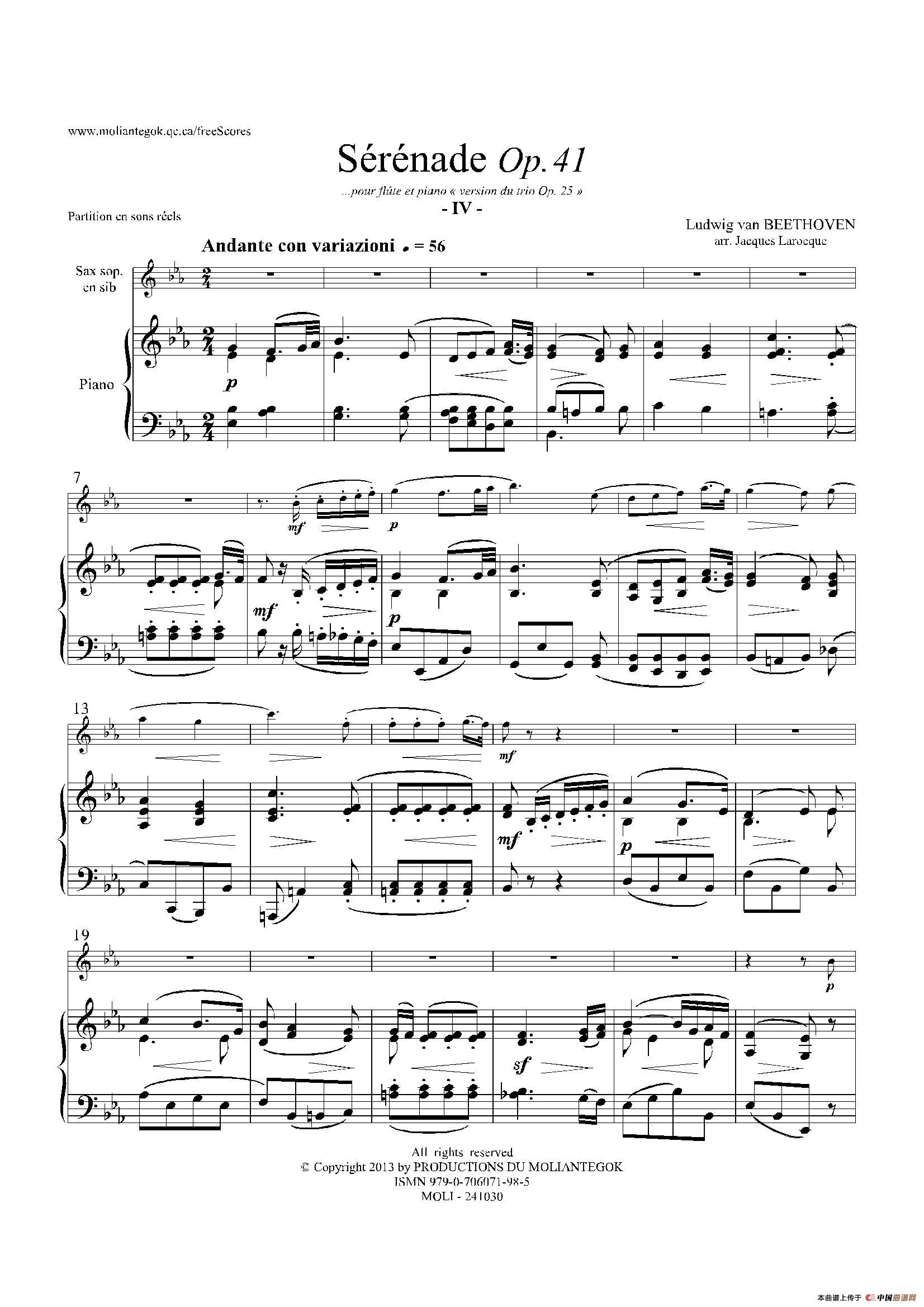 午夜福利专区在线视频 小夜曲 Op.41（高音萨克斯+钢琴伴奏）