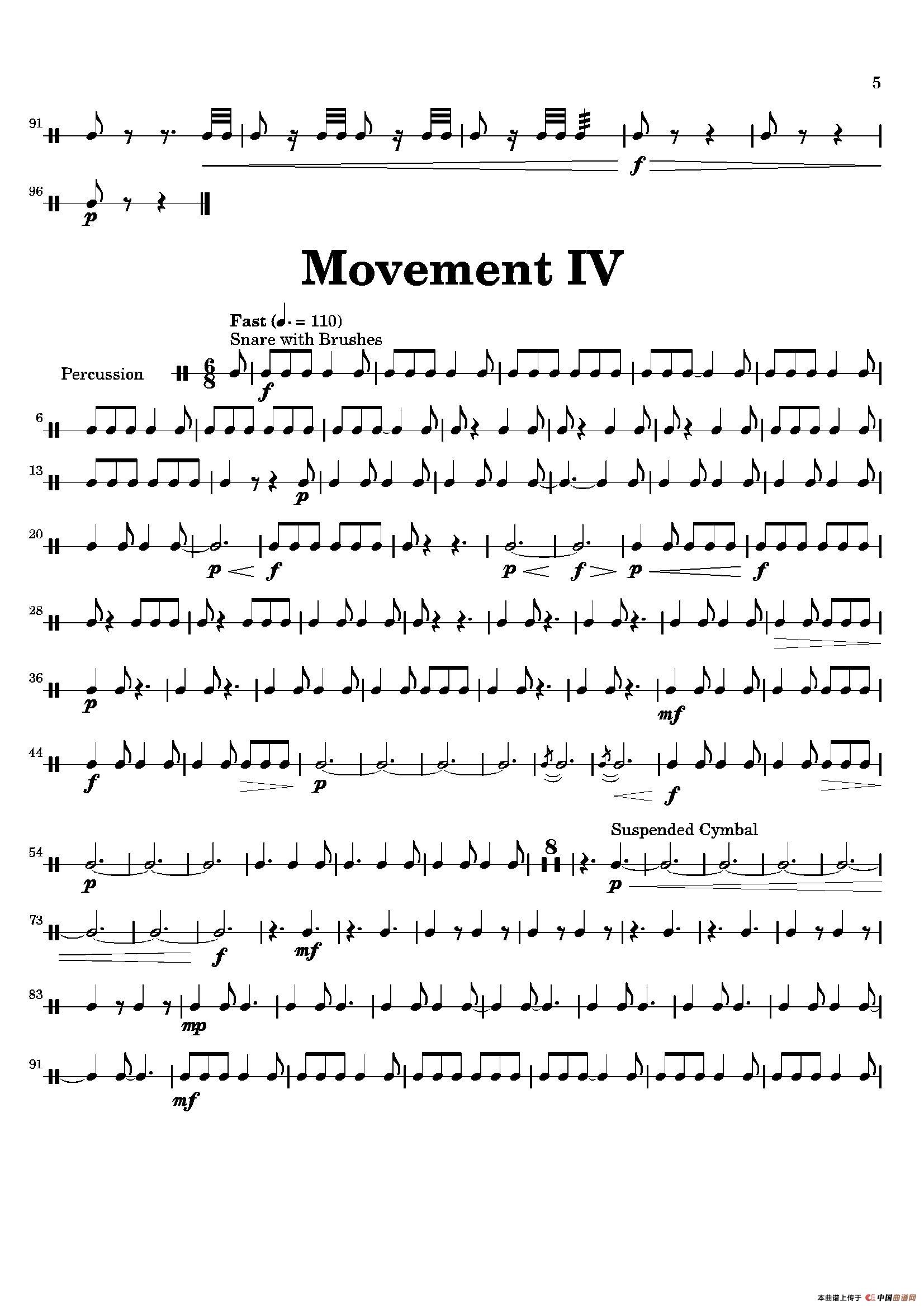 五十路の完熟豊満无码 Movement（萨克斯四重奏与打击乐）（打击乐分谱）