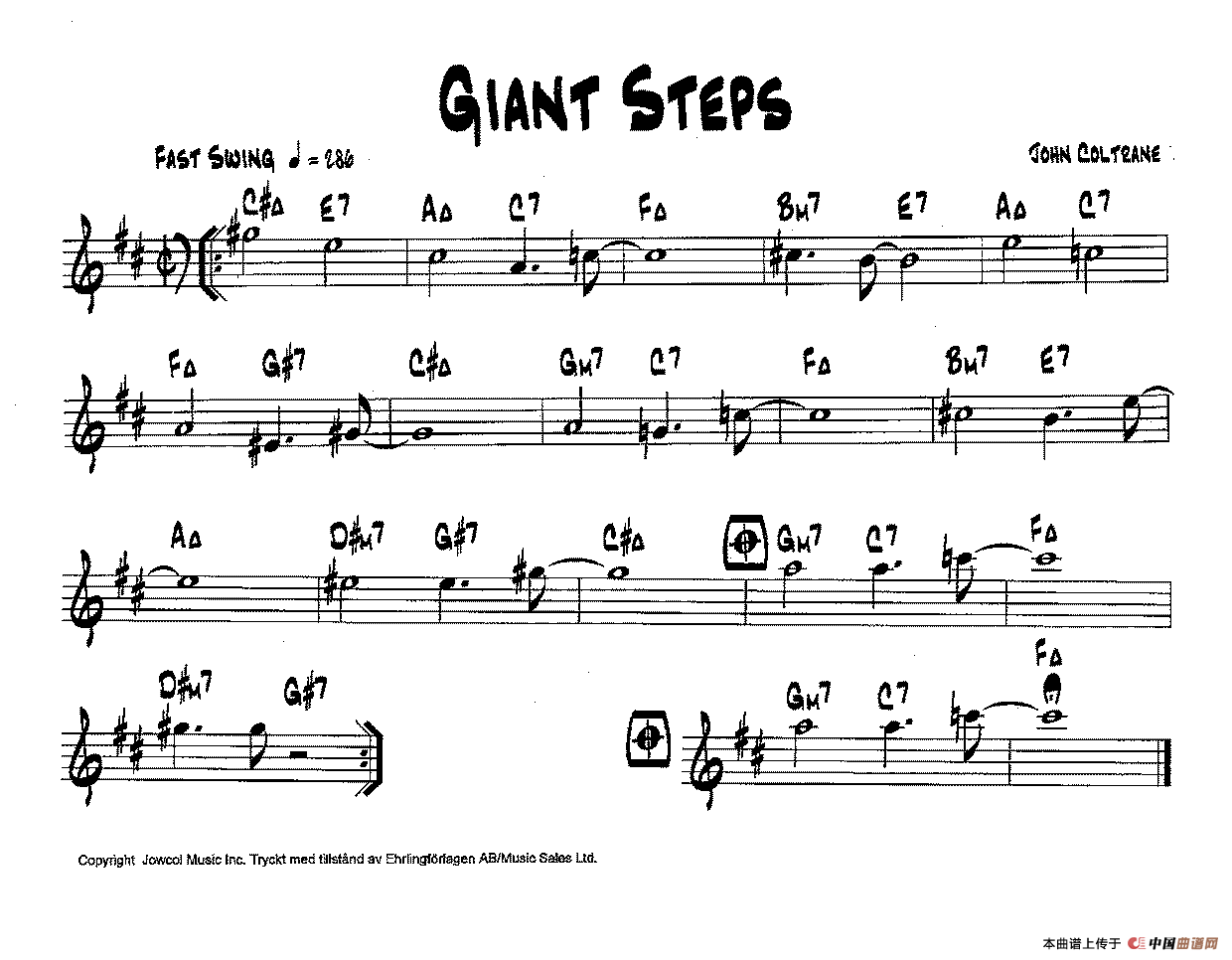 午夜男女自慰在线观看 降B爵士乐谱：GIANT STEPS