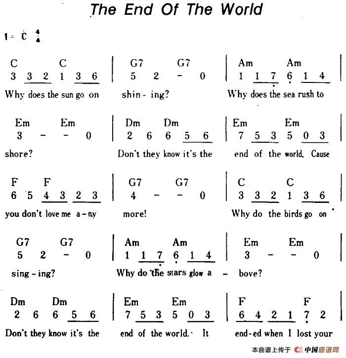 [美]The End Of The World（世界之尽头、带和弦）