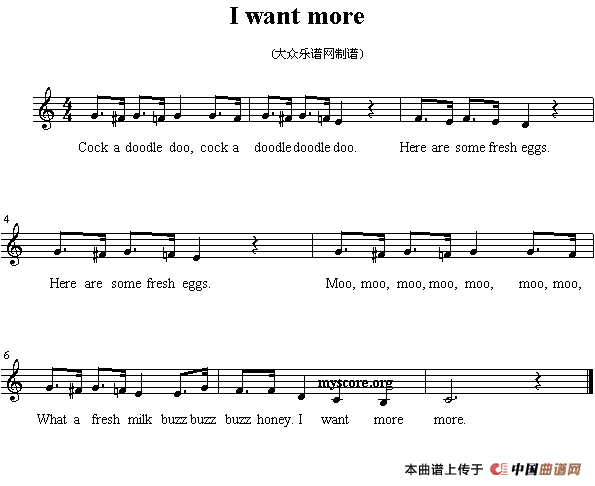 午夜福利专区在线视频 I want more （英文儿歌、线简谱混排版）